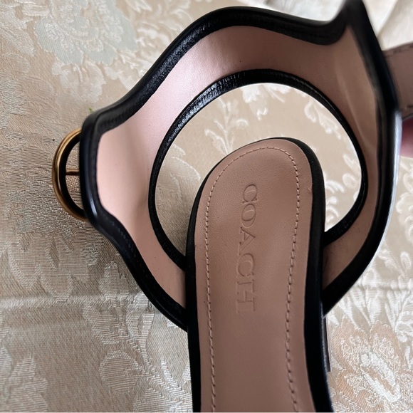 EUC Coach Black Leather Heels with Gold Buckle - Picture 6 of 16